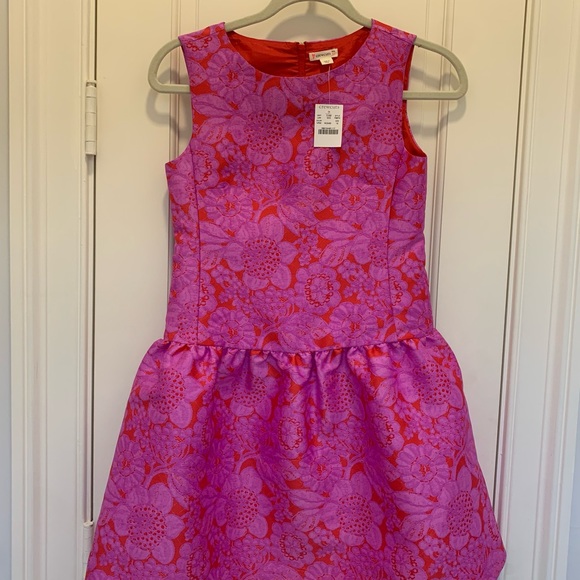 ❣️BNWT❣️GIRLS CREWCUTS/JCREW GIRLS PINK RED DROP WAIST FLORAL FANCY DRESS💕G12 - Picture 7 of 11